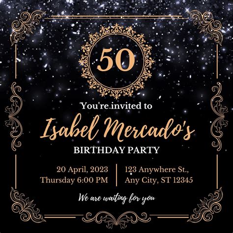 50 second invite smart card|happy 50th birthday invitations.